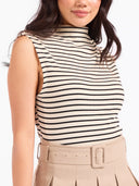 Mock Neck Striped Knit Tank