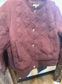 Burgundy Quilted Bomber Jacket