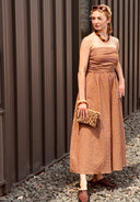 Terracotta Gingham Seersucker Maxi Dress