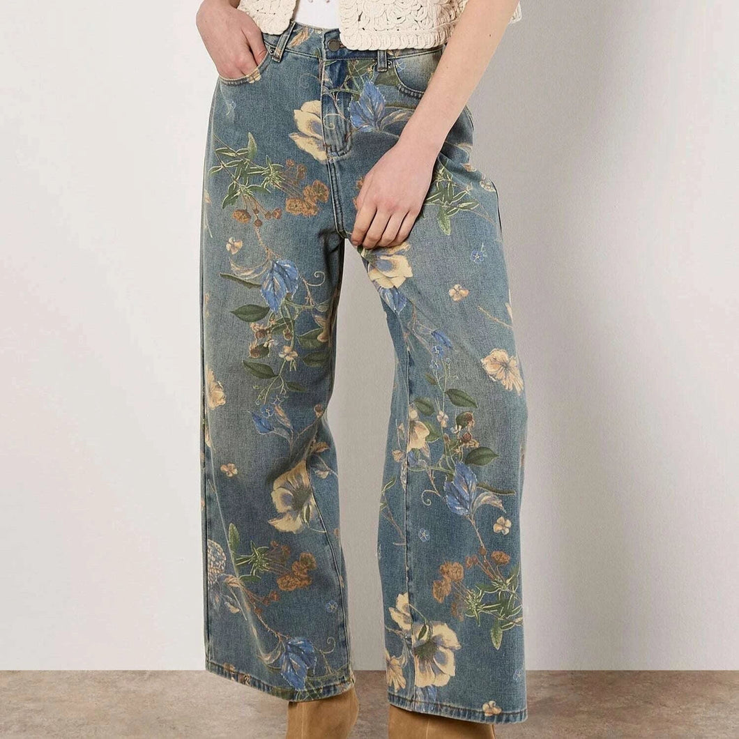 Floral Wide Leg Denim