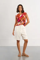 Round neck printed tank top pink orange shop fond du lac women’s clothing store 