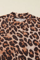 Long sleeve mesh mock neck brown leopard shirt top shop fond du lac women’s clothing store