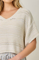 Cropped boxy v-neck off white relaxed crop shoulder sweater shop fond du lac women’s boutique 