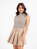 Tank top mock neck back cream stripe sleeveless shop fond du lac women’s clothing store