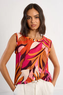 Printed tank top round neck orange pink shop fond du lac women’s clothing store 