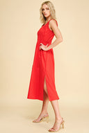 Sleeveless pockets side slit round neck smocking shop fond du lac women’s clothing store