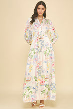 Load image into Gallery viewer, Balloon sleeves button down v neck print maxi dress shop fond du lac women’s boutique 
