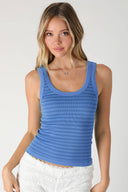 Reversible scoop neck crew neck striped blue brown fitted layering shop fond du lac women’s clothing store