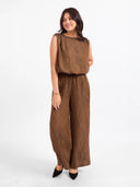 Flowy relaxed elastic drawstring waist pockets wide leg brown bronze olive shop fond du lac women’s clothing store