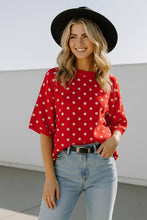 Load image into Gallery viewer, Oversized sweater red white polka dot round neck
