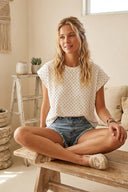 Relaxed cap sleeves polka dot top shop fond du lac women’s clothing store