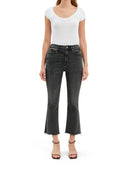 Black washed high rise crop flare jeans shop fond du lac women’s clothing store 