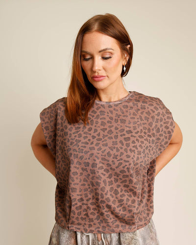 Leopard muscle tee oversized shop fond du lac women’s boutique 