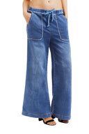Denim lounge pants elastic drawstring waist