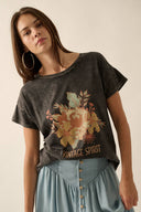 Gray washed black relaxed oversized short sleeve round neck T-shirt shop fond du lac women’s clothing store