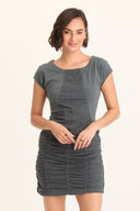 Ruched teal short sleeve round neck shop fond du lac women’s boutique 
