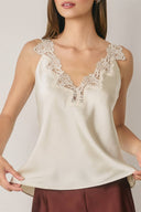 Satin Lace Trim Cami Top