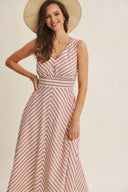 Cotton Blend Lurex Stripe Midi Dress