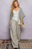 Eyelet Lace Ruffle Stripe Cardigan Top