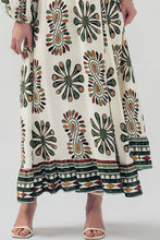 Load image into Gallery viewer, Earthy tones maxi dress medallion balloon sleeves shop fond du lac women’s boutique
