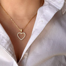 Load image into Gallery viewer, 18k Gold filled Stoned Heart Necklace
