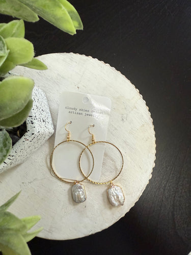 big bold rectangular pearl statement earring 