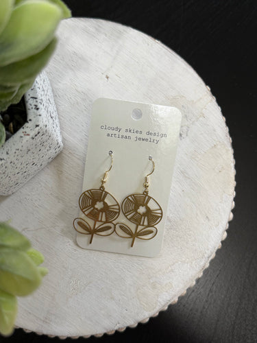 brass boho flower earring