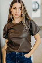 Load image into Gallery viewer, High neck keyhole closure faux leather shop women’s boutique fond du lac
