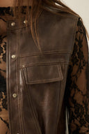 Faux Leather Moto Vest