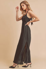 Load image into Gallery viewer, Black  dress tie back side slit shop fond du lac women’s boutique 
