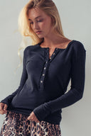 Ribbed long sleeve Henley shop fond du lac women’s boutique 