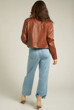 Load image into Gallery viewer, Brown moto faux leather jacket shop fond du lac women’s boutique 
