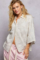 Scalloped Edges Embroidered Floral Shirt