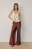Satin Lace Trim Cami Top