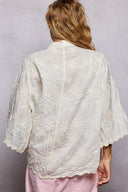 Scalloped Edges Embroidered Floral Shirt
