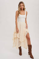 Lace tiered midi skirt elastic waist shop fond du lac women’s boutique 