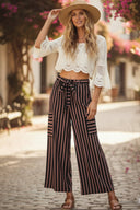 Striped Knit Wide Leg Pants