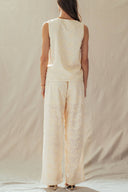 Floral Embroidered Cotton Top And Pant Set