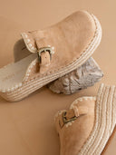 The Edith | Almond Clog Raffia Mule with Western Buckles