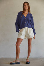 Load image into Gallery viewer, Long sleeve cotton knit cardigan blue button down shop women’s fond du lac boutique
