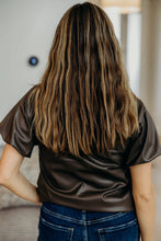 Load image into Gallery viewer, Short sleeve keyhole closure faux leather shop women’s boutique fond du lac
