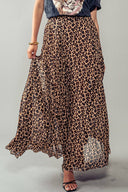 Leopard pleated elastic waist max skirt shop fond du lac women’s boutique 