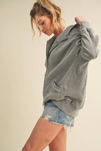Load image into Gallery viewer, Zippered slouchy fit vintage washed hoodie shop women’s fond du lac boutique
