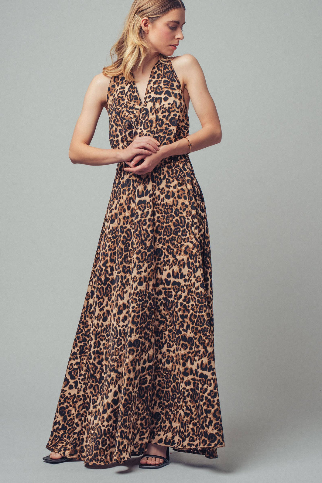 halter pink floral dress Mila Halterneck Maxi Dress main image 1