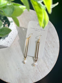 pearl and brass freshwater pearl gold wire earring