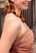 Terracotta Gingham Seersucker Maxi Dress