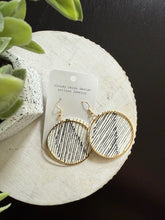 Load image into Gallery viewer, black and white and gold earring fond du lac art Wisconsin
