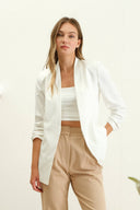 White shawl collarless blazer layering shop fond du lac women’s clothing store