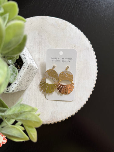 vintage inspired designed gold wallpaper earring with brass accent fond du lac artist